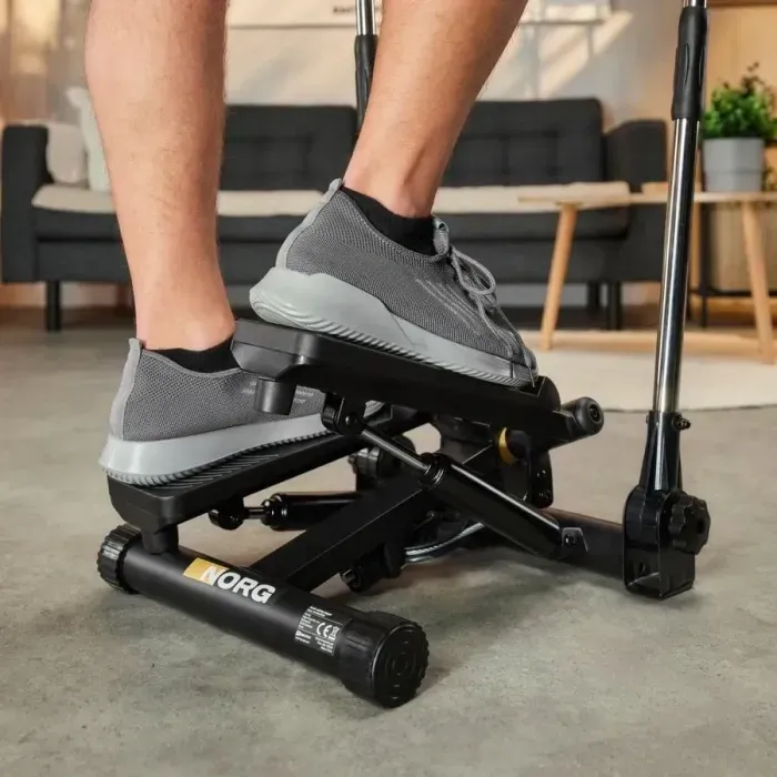 Степпер Hop-Sport HS-050S Norg черный: для дома, с ручками и эспандерами, для похудения и фитнеса