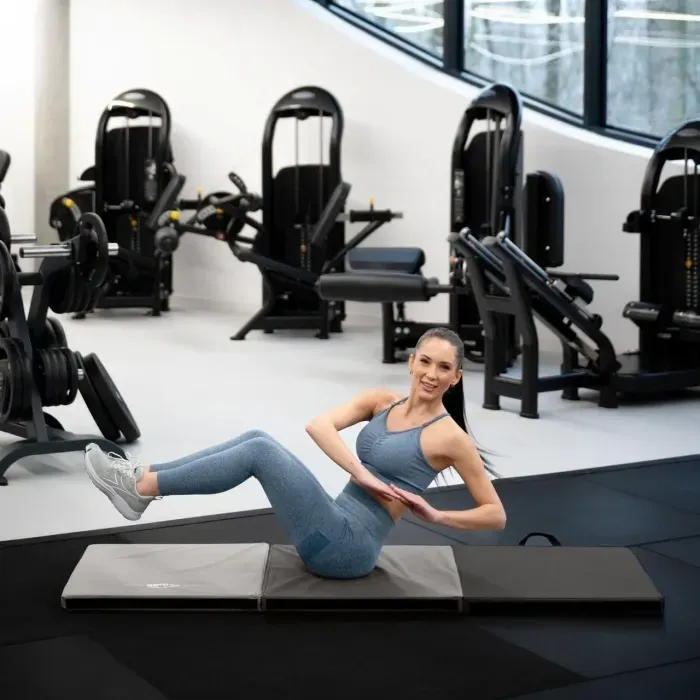 Гимнастический мат Gymtek 5 см серый: жесткий, складной, для фитнеса и спорта, EPE/PVC, 180x60 см