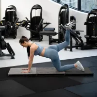 Гимнастический мат Gymtek 5 см серый: жесткий, складной, для фитнеса и спорта, EPE/PVC, 180x60 см
