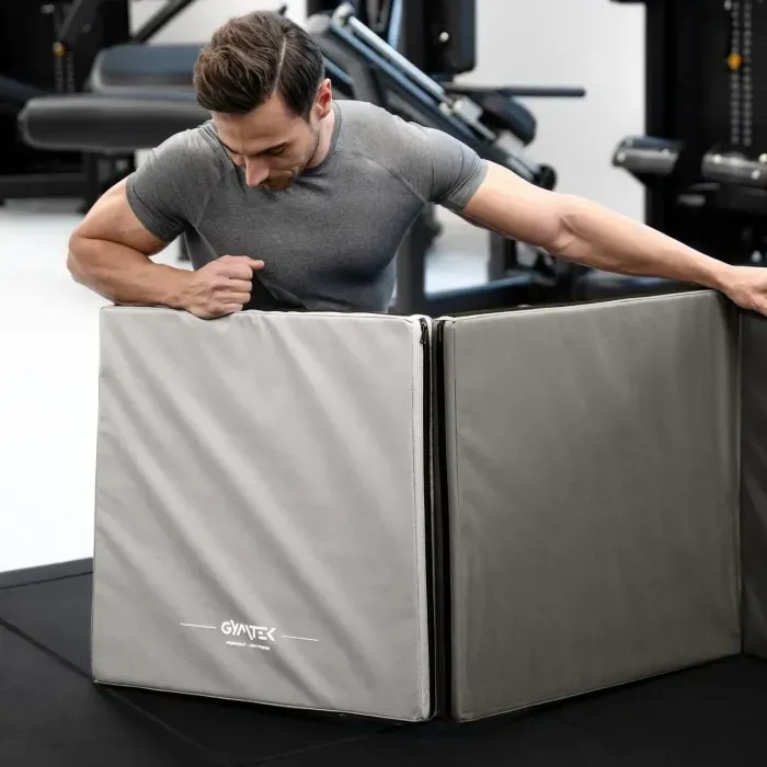 Гимнастический мат Gymtek 5 см серый: жесткий, складной, для фитнеса и спорта, EPE/PVC, 180x60 см