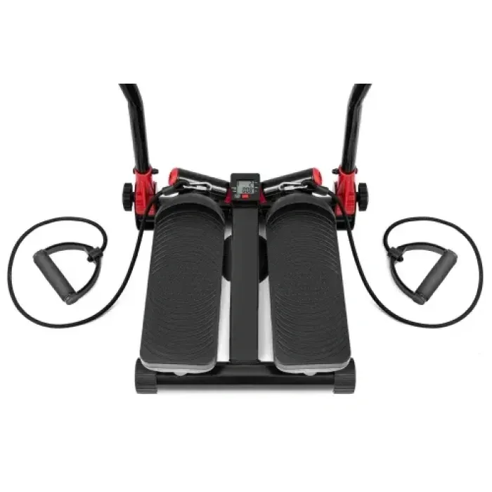Степпер с эспандерами Hop-Sport HS-045S Slim red, компактный домашний универсальный кардиотренажер.