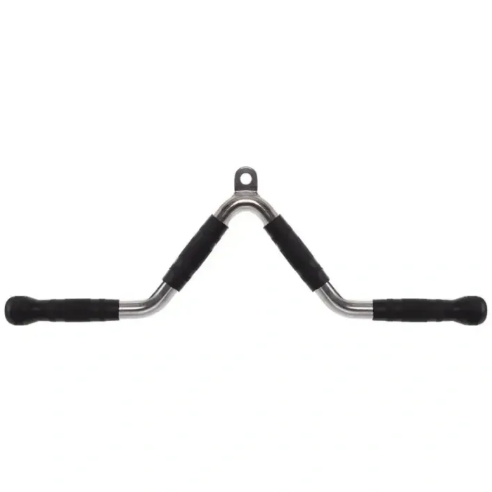 Ручка для тяги V-образная York Fitness хром, резиновые рукоятки, многофункциональная, для блочных тренажеров