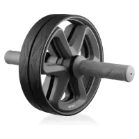 Ролик для пресса Gymtek двойной черный: для всего тела, антискользящая ручка, TPE+PP