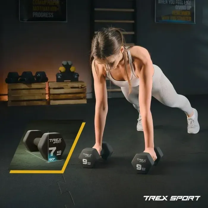 Гантели для фитнеса 2x1кг TREX Sport TX-010VD неопреновые: для дома, антискользящие, эргономичные