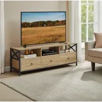 Тумба под ТВ Leobert Kamila Loft натуральная, 3 ящика, до 65", ДСП/сталь, 147x40x50 см