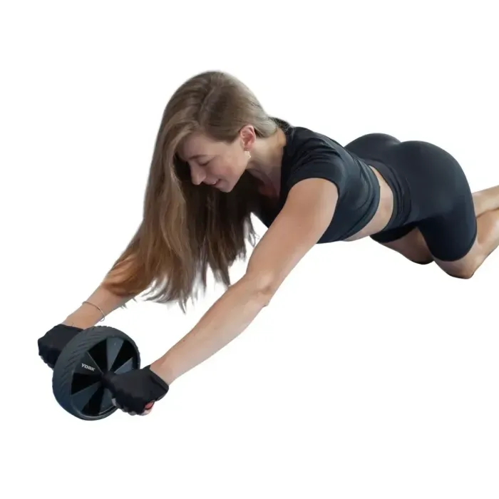 Ролик для пресса York Fitness: эффективный тренажер для дома, двойное колесо, фитнес для мышц живота и спины