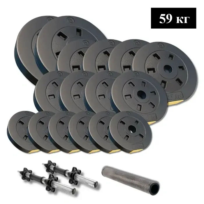 Набор гантелей 59 кг Besport PowerPro наборные (2в1) с переходником