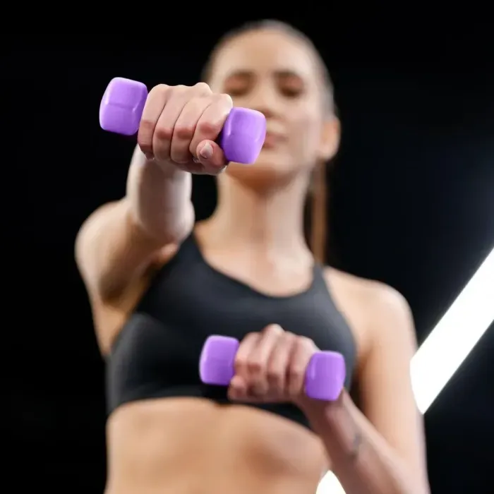 Гантели для фитнеса неопреновые Gymtek Hex 2х2 кг сиреневые, набор гантелей для дома и фитнеса