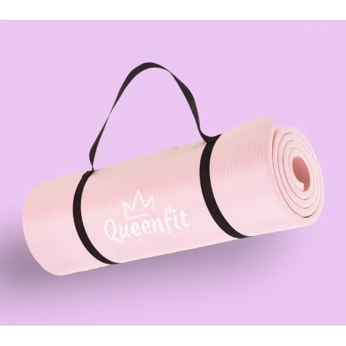 Килимок (мат) для йоги та фітнесу Queenfit NBR 1,5 см рожевий. Фітнес килимок. Йога мат. Спортивний килимок.