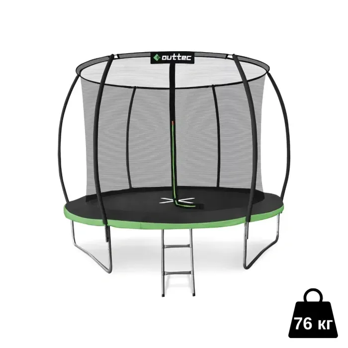 Батут Outtec Premium 12ft (374см) черно-зеленый с внутренней сеткой, для взрослых и детей. Водонепроницаемый