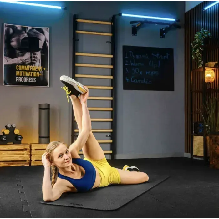 Коврик для йоги Trex Sport TX-018NGM 1см NBR (180x60) черный: для фитнеса, пилатеса, с ремнем