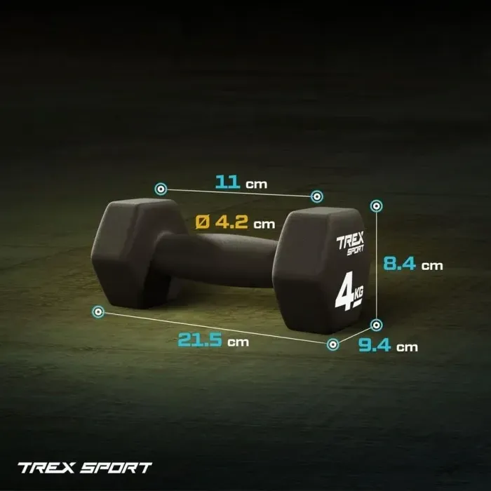Гантелі для фітнесу 2x4кг неопренові TREX Sport TX-040VD антиковзні, для дому