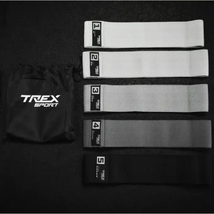 Набор фитнес резинок Trex Sport TX-038PBA 5-30кг: 5 уровней, для ног и ягодиц, чехол в комплекте