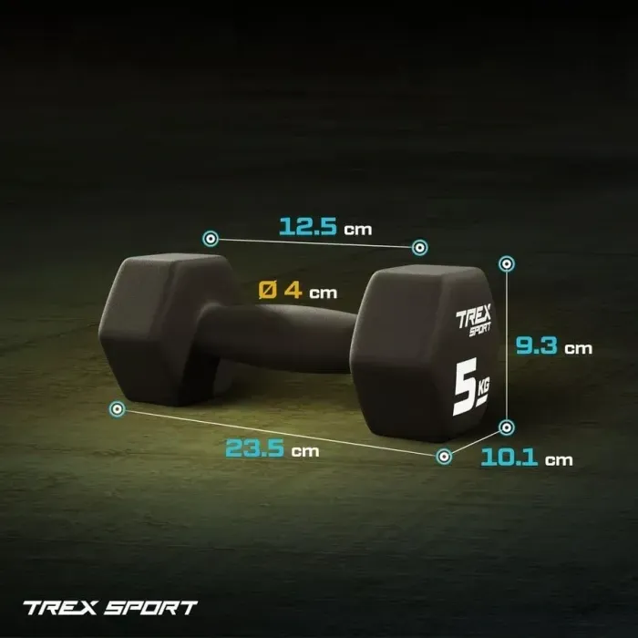 Гантели для фитнеса 2x5кг неопреновые TREX Sport TX-050VD для дома, антискользящие, эргономичные