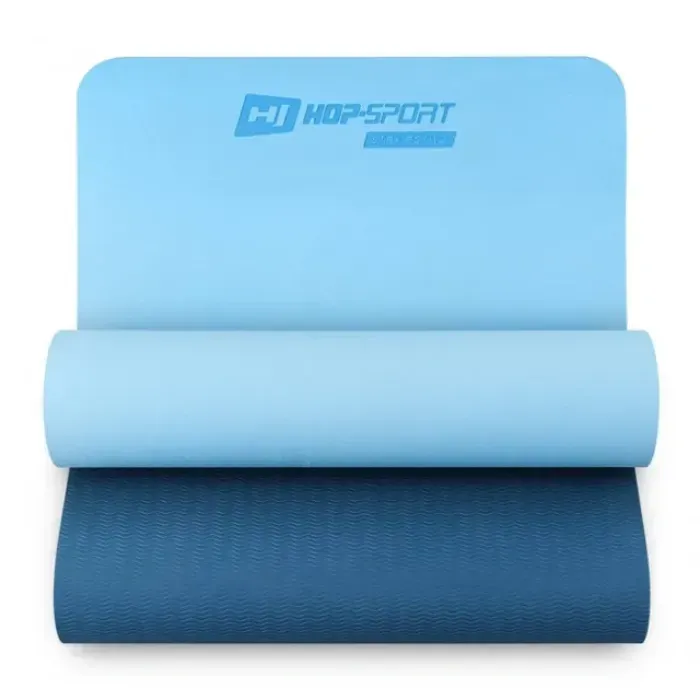 Килимок для фітнесу Hop-Sport TPE 0,6 см синьо-блакитний