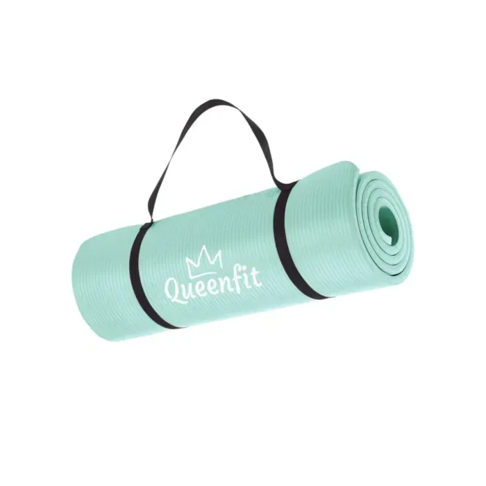 Коврик (мат) для фитнеса и йоги Queenfit пена NBR 1,5 см бирюзовый. Фитнес мат. Спортивный коврик