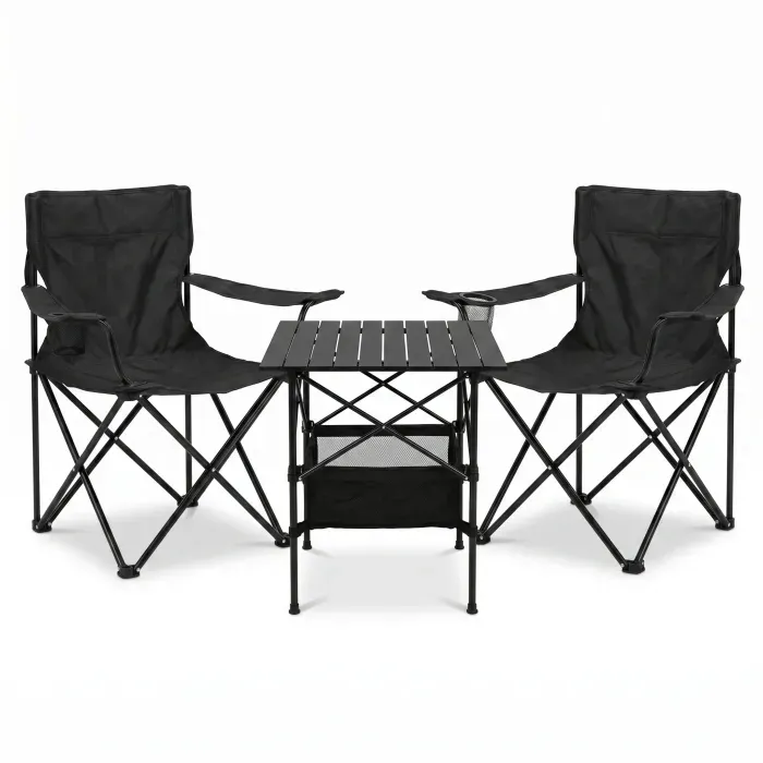 Комплект туристичний - стіл LEOBRO 52x52x50 см та 2 крісла Lite Black