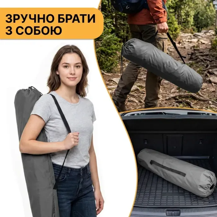 Армійська похідна розкладачка LEOBRO до 120 кг Сіра (LB-MC-A1-DGR)