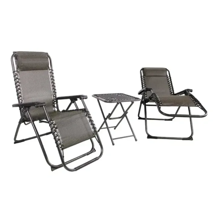 Садовый комплект - 2 раскладушки + стол LEOBRO Zero Gravity Plaid нагрузка 120 кг