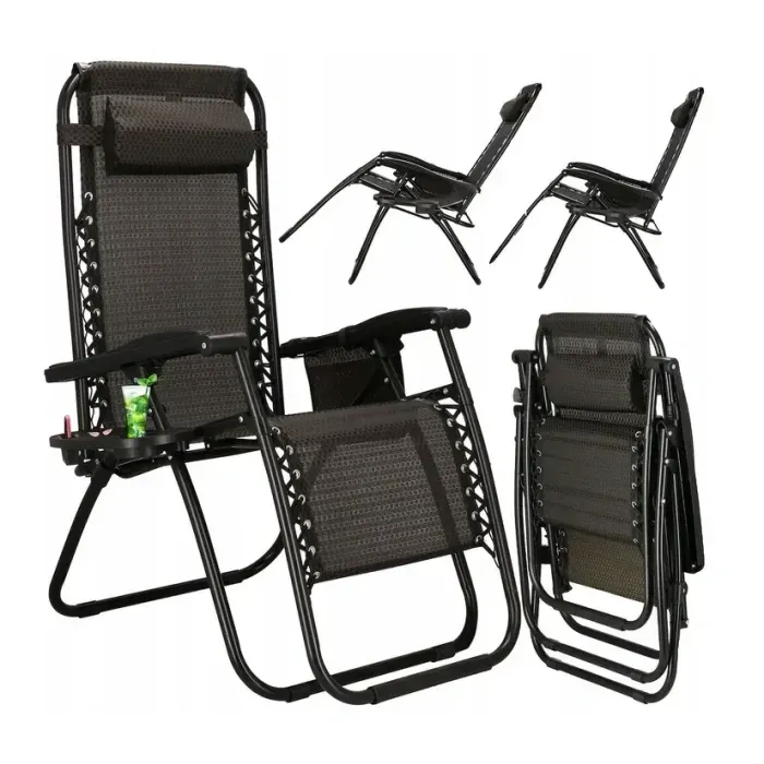 Садовый комплект - 2 раскладушки + стол LEOBRO Zero Gravity Plaid нагрузка 120 кг