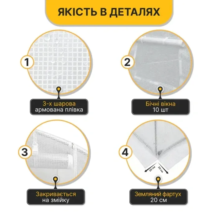 Посилена садова теплиця парник LEOBRO Garden 18м2 White (LB-18M25W)