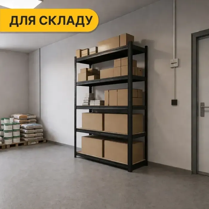 Стелаж LEOBRO Premium Black 200 х 90 х 40 см, 175кг/полиця, 5 полиць (LB-R128)