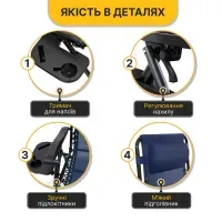 Кресло-шезлонг LEOBRO Zero Gravity Navy Blue складное, садовое для отдыха, темно-синее