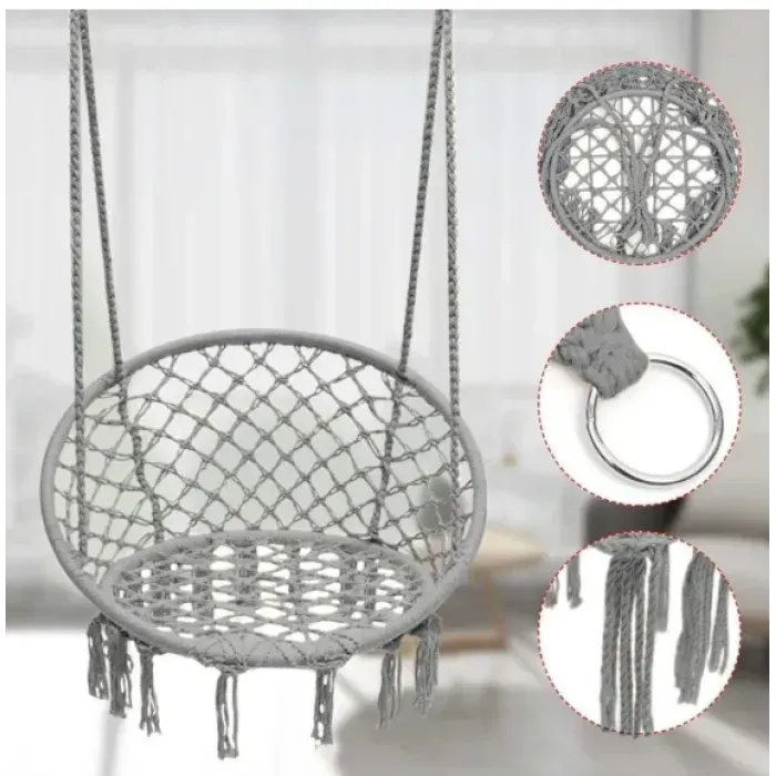 Гойдалка гніздо 110 см плетена FUNFIT Gray (2766)