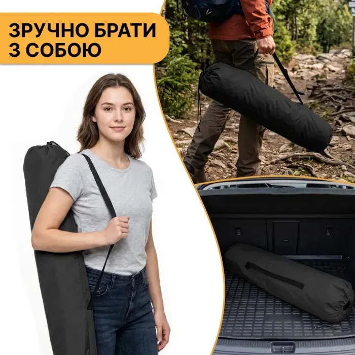 Армійська похідна розкладачка LEOBRO до 120 кг Чорна (LB-MC-A1-BLK)