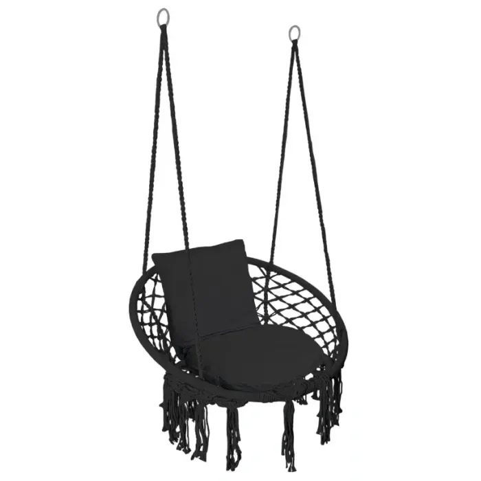Качеля гнездо со спинкой 80 см плетеная с подушками TOGO Black (5902340320884)
