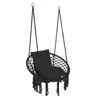 Качеля гнездо со спинкой 80 см плетеная с подушками TOGO Black (5902340320884)
