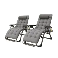 Шезлонг Zero Gravity LEOBRO (2 шт) серый, с подушкой, для дачи, сада, бассейна, до 150 кг