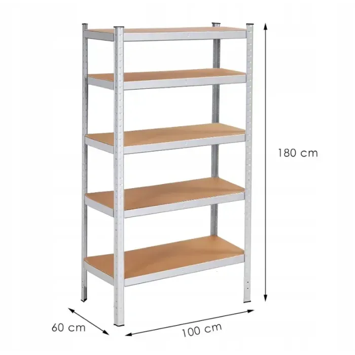 Стеллаж LEOBRO Premium 180x100x60 см, 5 полок, 200 кг/полка, металлический для склада, гаража