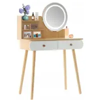 Косметичний туалетний столик FUNFIT White-Brown LED (3913)