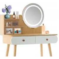 Косметичний туалетний столик FUNFIT White-Brown LED (3913)