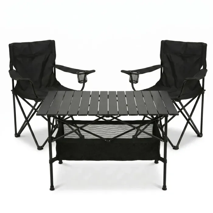 Комплект туристичний - стіл LEOBRO 93x55x50 см та 2 крісла Lite Black