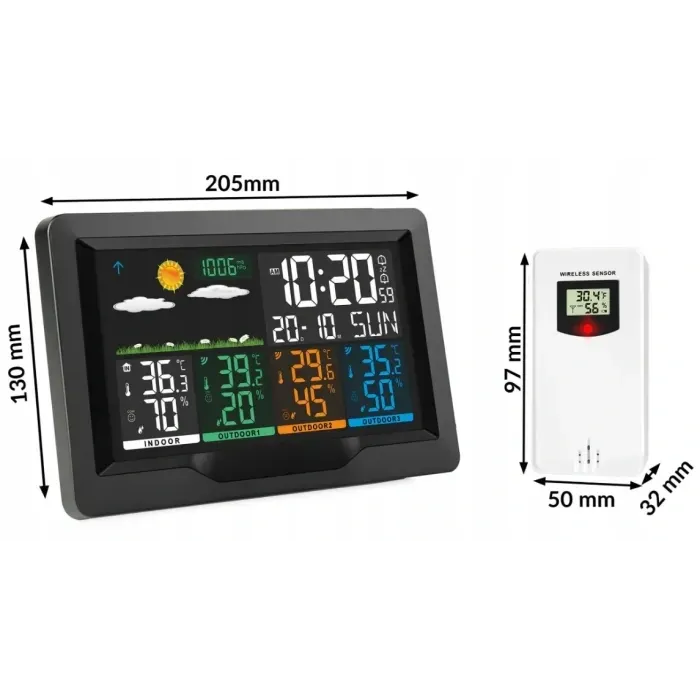 Метеостанция BERDSEN BD-906 Black: прогноз погоды, температура, влажность, барометр, будильник