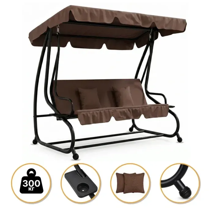 Велика гойдалка з подушками LEOBRO Luxury Brown (LB-1044)
