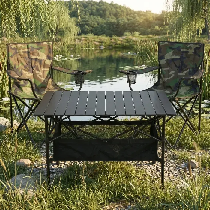 Комплект туристичний - стіл LEOBRO 93x55x50 см та 2 крісла Lite Military
