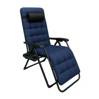 Шезлонг LEOBRO Zero Gravity Premium Plus Dark Navy Blue: раскладной уличный, Теслин, 150 кг