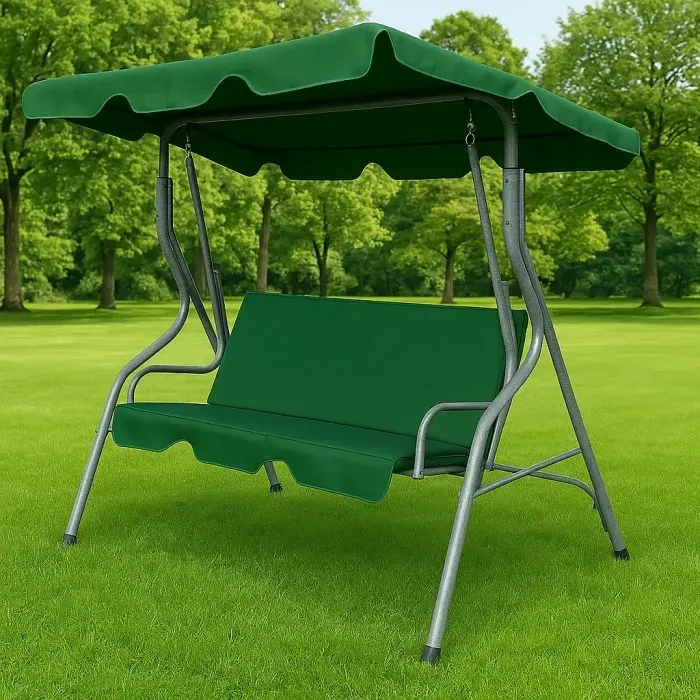 Садовая качеля 3-х местная LEOBRO Relax Green с подушками, до 200 кг
