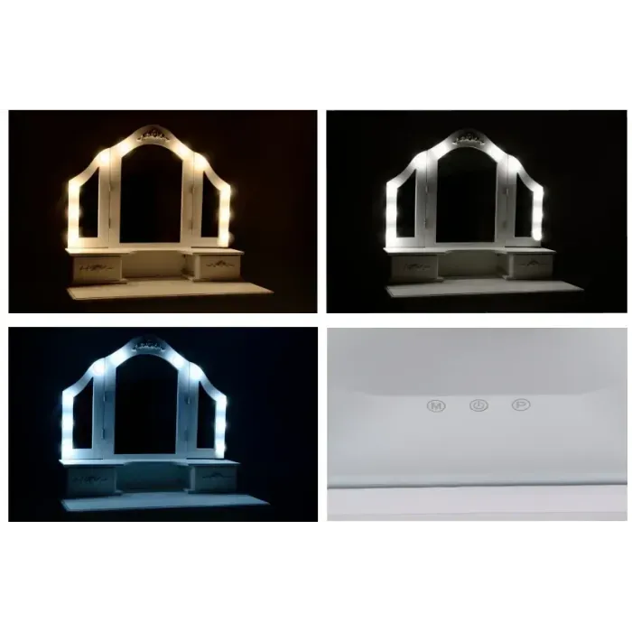 Косметичний туалетний столик з табуретом FUNFIT White LED (2783)