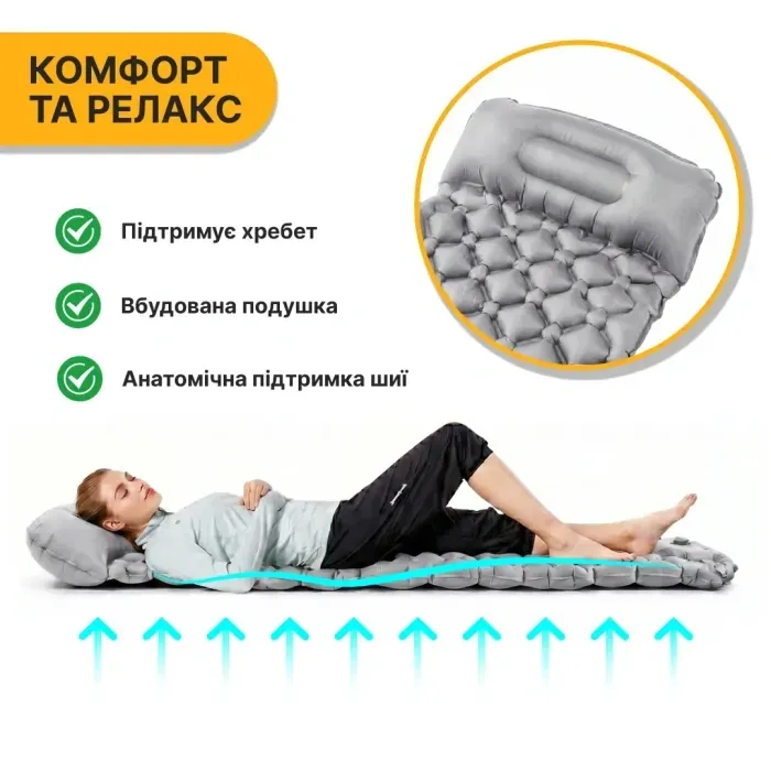 Готовий туристичний набір 4-місний: Намет LEOBRO Pro Camp Grey + 4 надувні килимки Air Mat 190x60 см