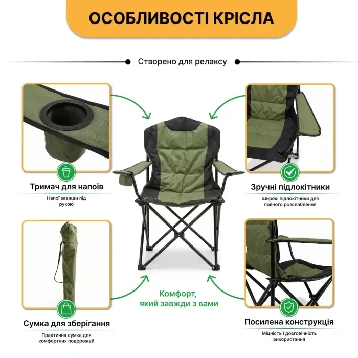 Комплект туристичний - стіл LEOBRO 93x55x50 см та 4 крісла Honor XL Comfort