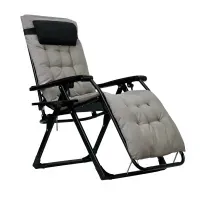 Шезлонг LEOBRO Zero Gravity Premium Plus серый раскладной с матрасом, до 150 кг, для отдыха