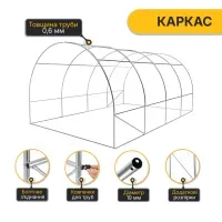 Теплица парник LEOBRO Garden 12м² MultiDoor (4x3 м) Белая с боковым открытием
