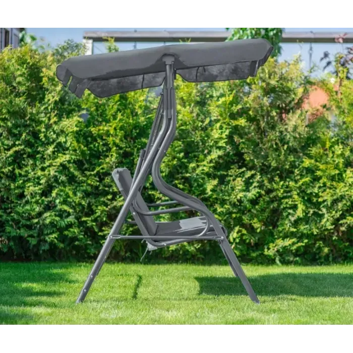 Садовая качеля 3-х местная LEOBRO Relax Grey с подушками, до 200 кг