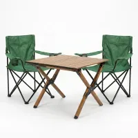 Комплект туристичний - стіл LEOBRO Camp M 59х59х38 см та 2 крісла Lite Green