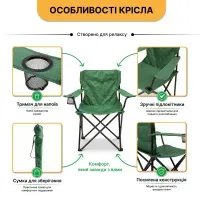 Комплект туристичний - стіл LEOBRO Camp M 59х59х38 см та 2 крісла Lite Green