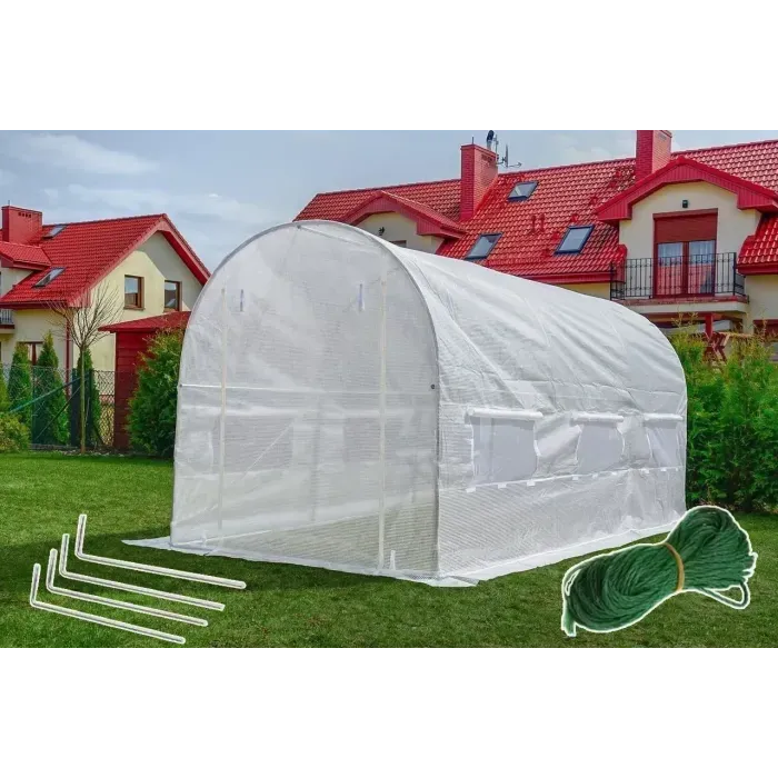 Теплиця садова 10м2 LEOBRO Garden: посилена, 6 вікон, плівка 140г/м²